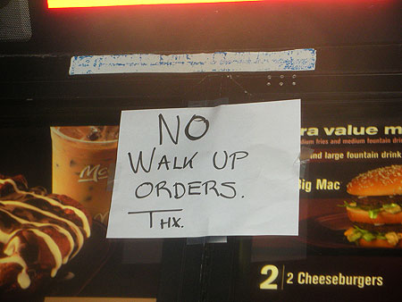 sign at McDonalds in Uptown