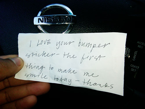 note on car