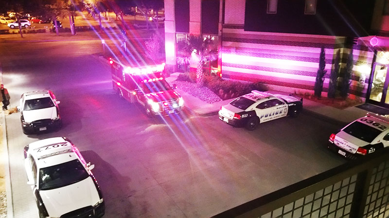 Police at iLume Park in Dallas.