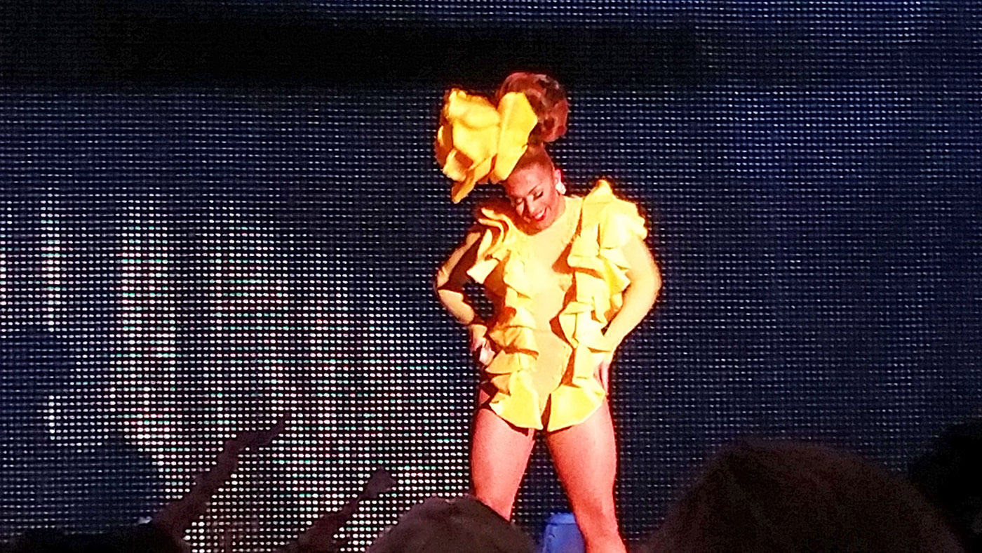 A very yellow look for the Dallas FFI drag queen "creative" competition.