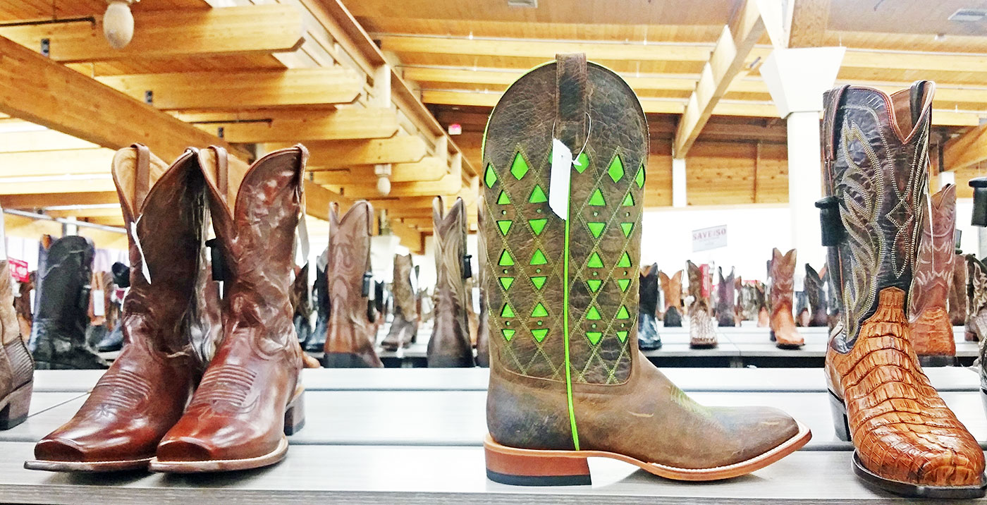 Neon boots at Boot Barn