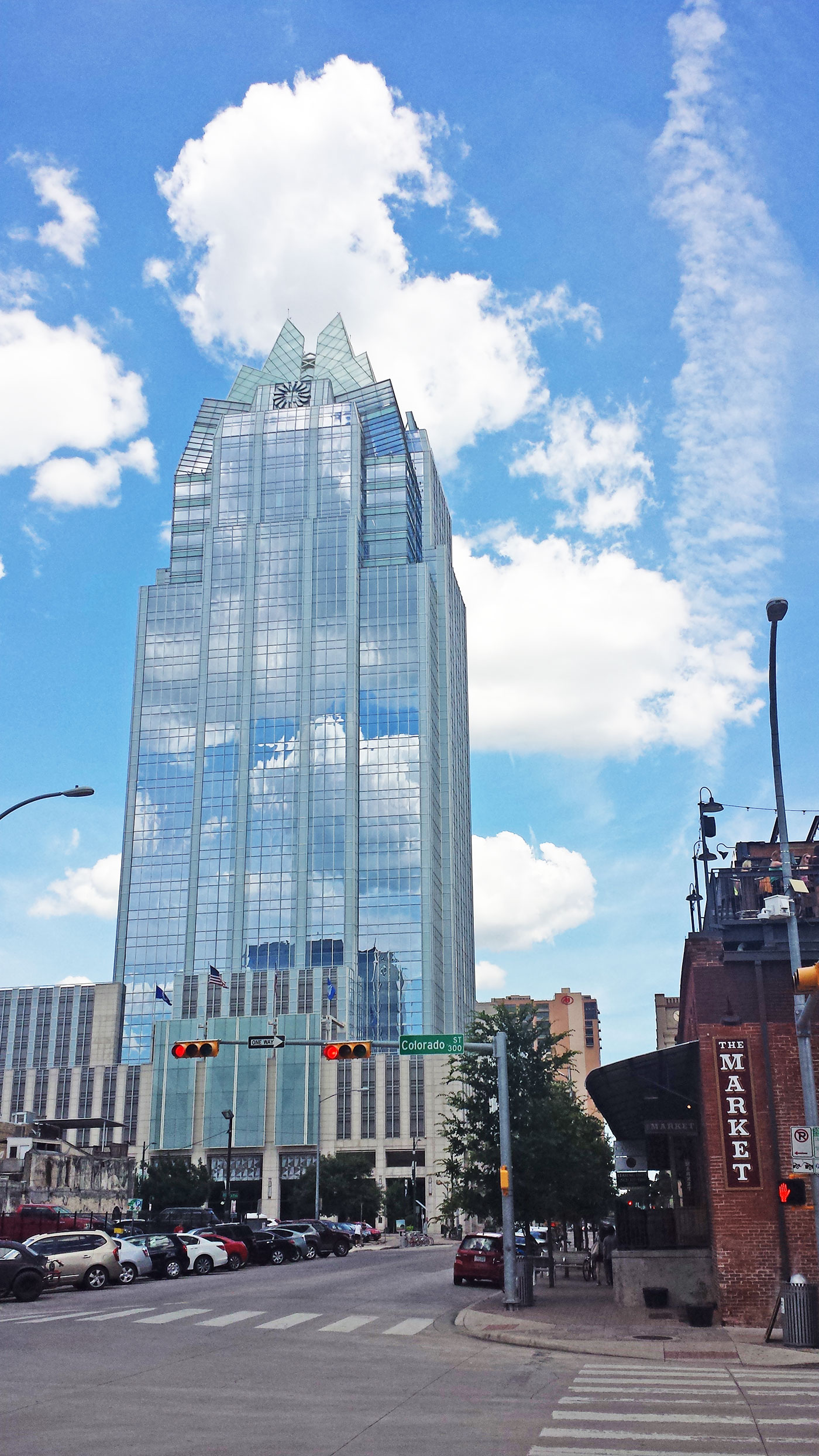 A glass skyscraper in downtown Austin, Texas.