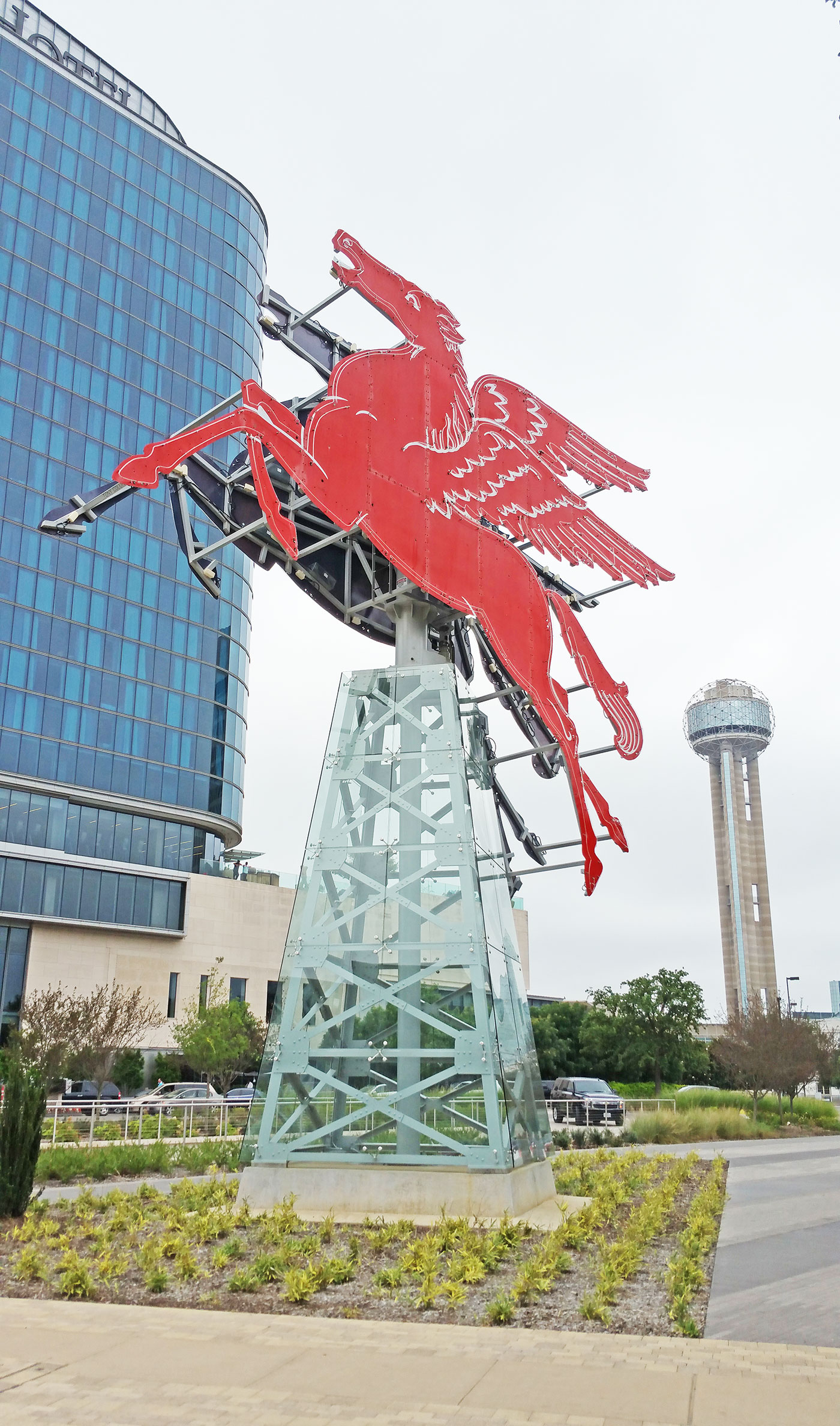 The Pegasus statute in front of the downtown Dallas Omni Hotel.