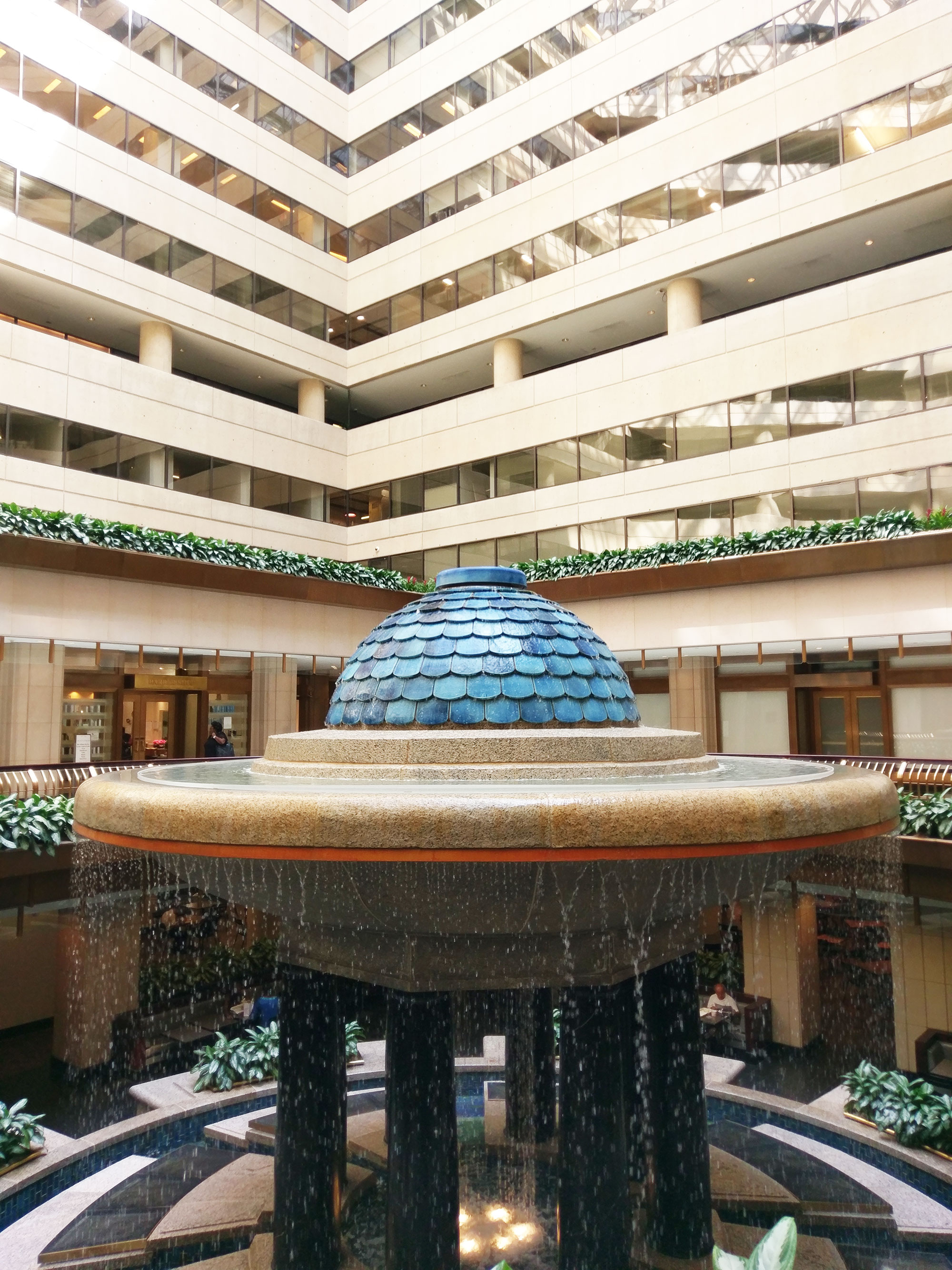 A fountain in the inner courtyard of an office building in downtown Washington D.C.