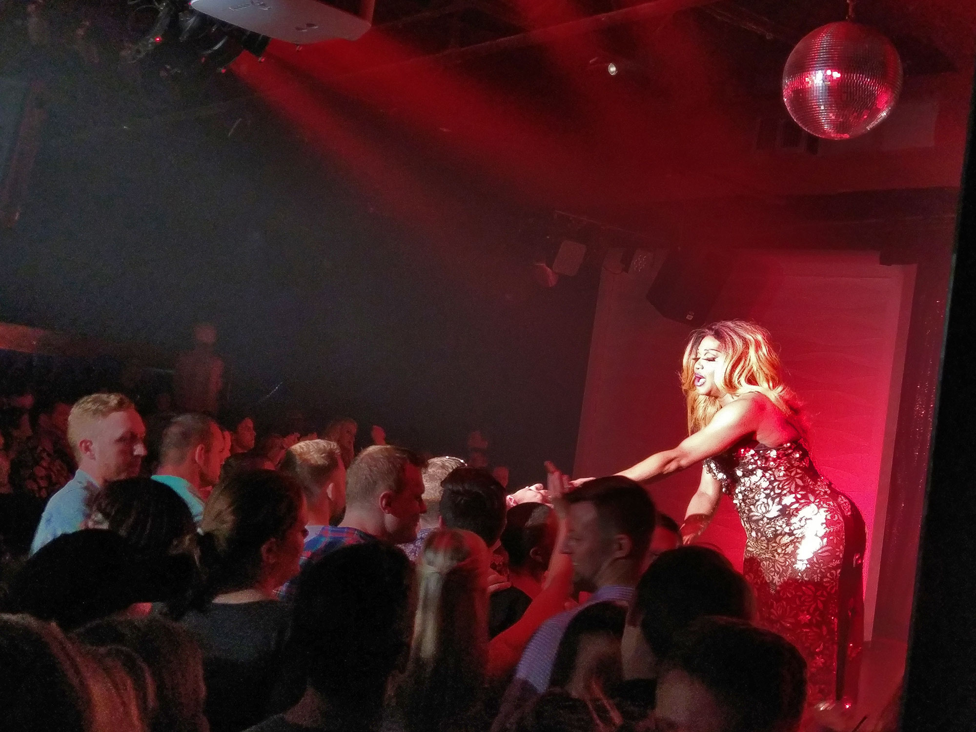 A drag queen performing at Play nightclub in Nashville.