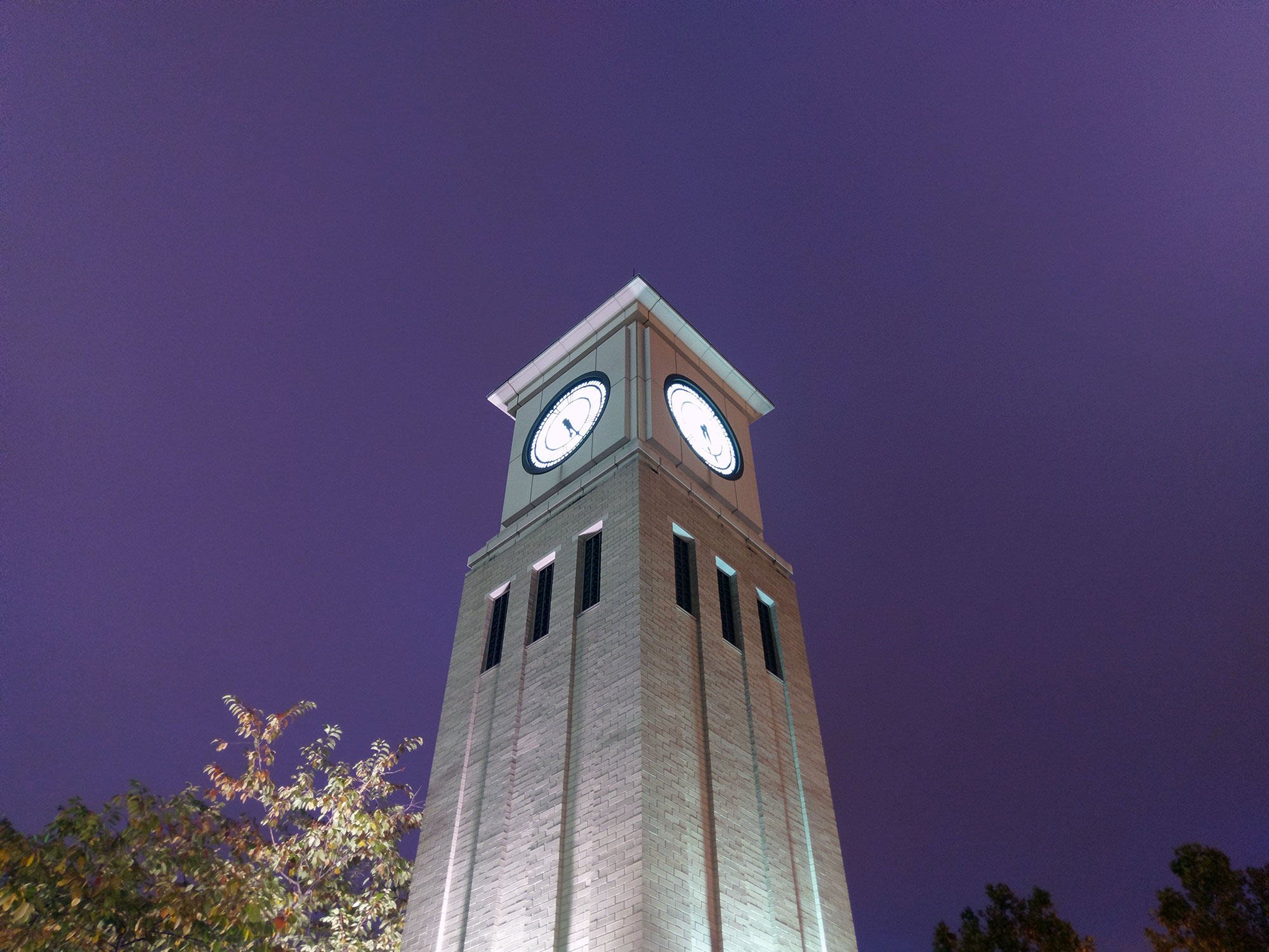 The clocktower at Georgetown Law School.